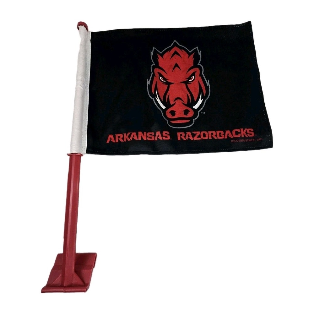 Rico Industries Arkansas Razorbacks Car Flag 14x11" Black w Red Graphics